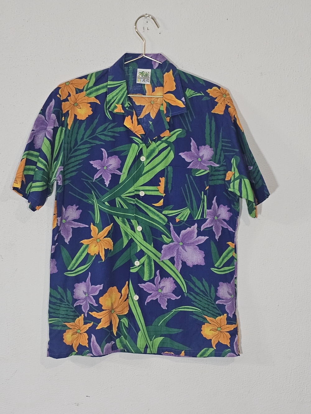 Vintage Hawaiian Shirt 🌺 Made in USA Tropical Floral Blue 90s Vibes